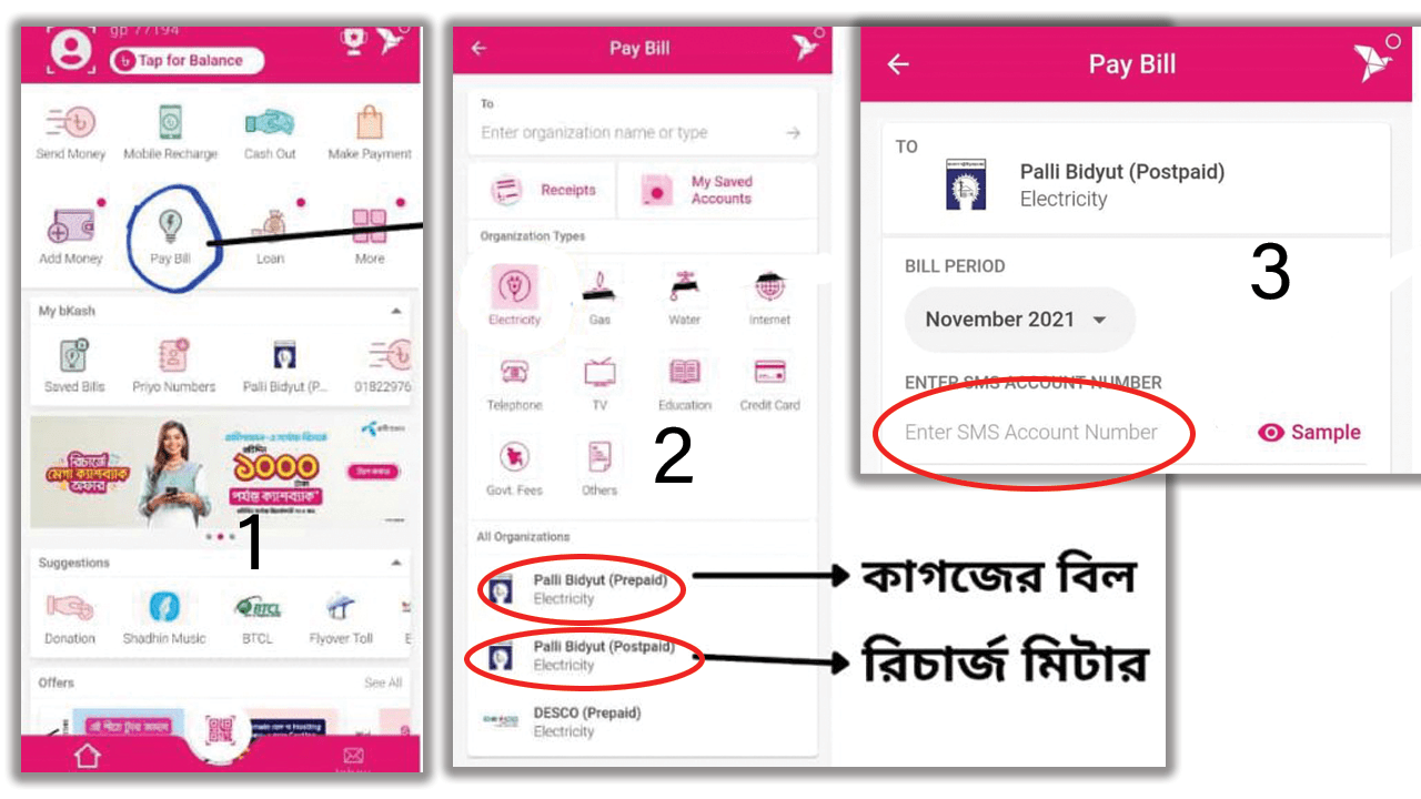 Palli Bidyut Bill Check By BKash app