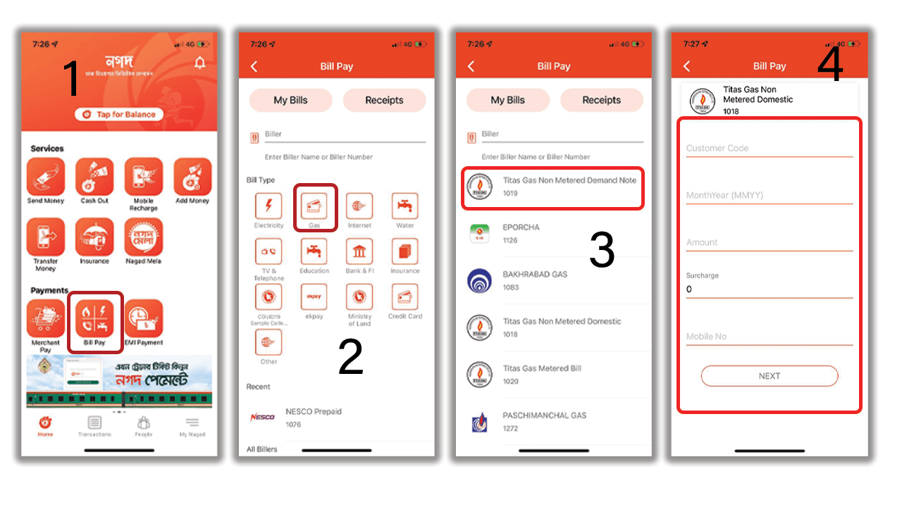 Non-Metered Titas Gas Bill Payment Online By Nagad