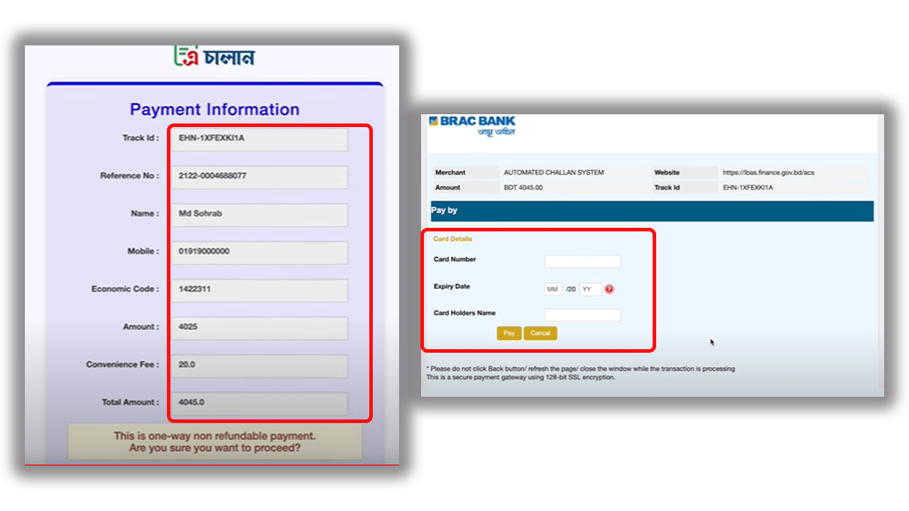 Challan Online Bank Payment