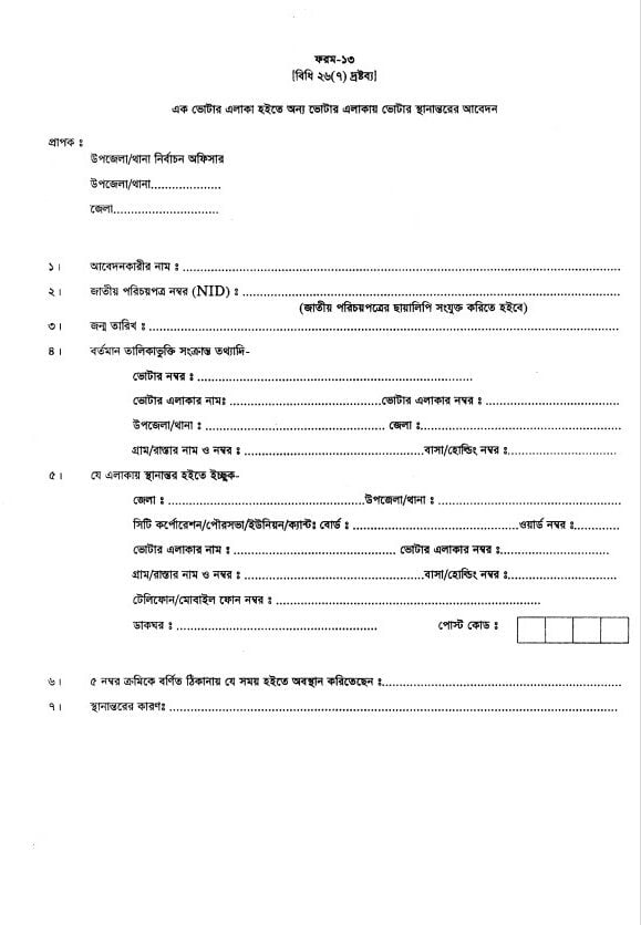 Voter Area Changing Form