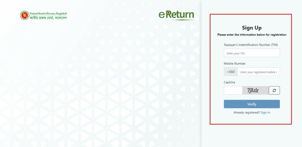 E-Return Registration Process