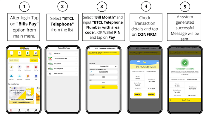 BTCL Bill Payment Using OK Wallet