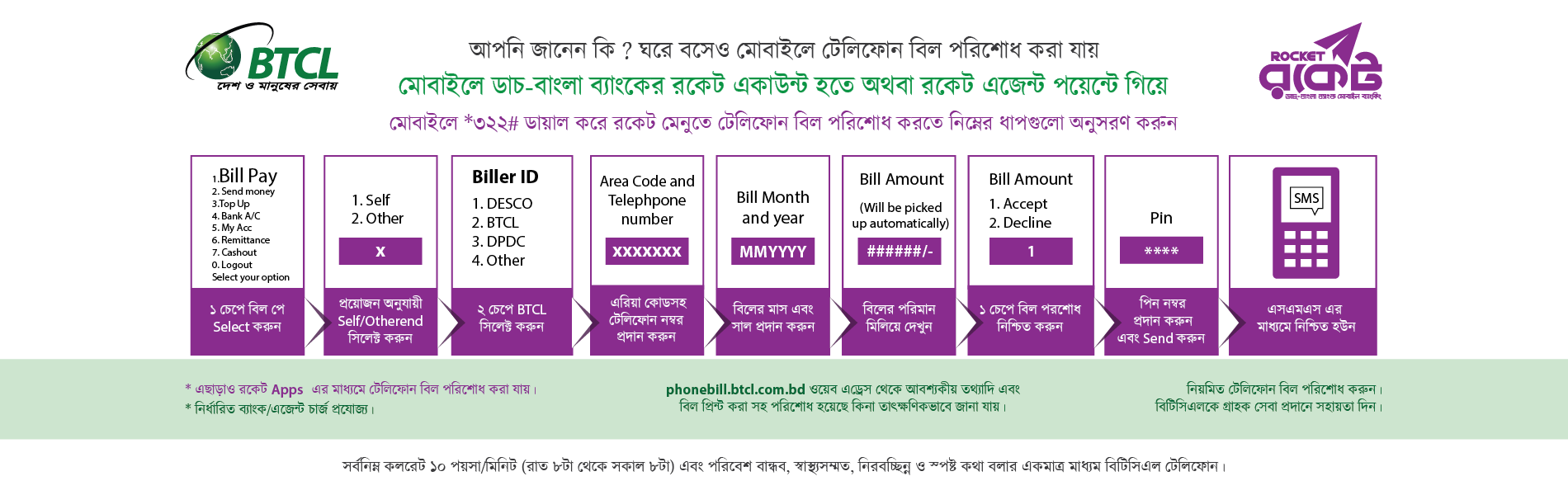 BTCL Telephone Bill Payment By Rocket App