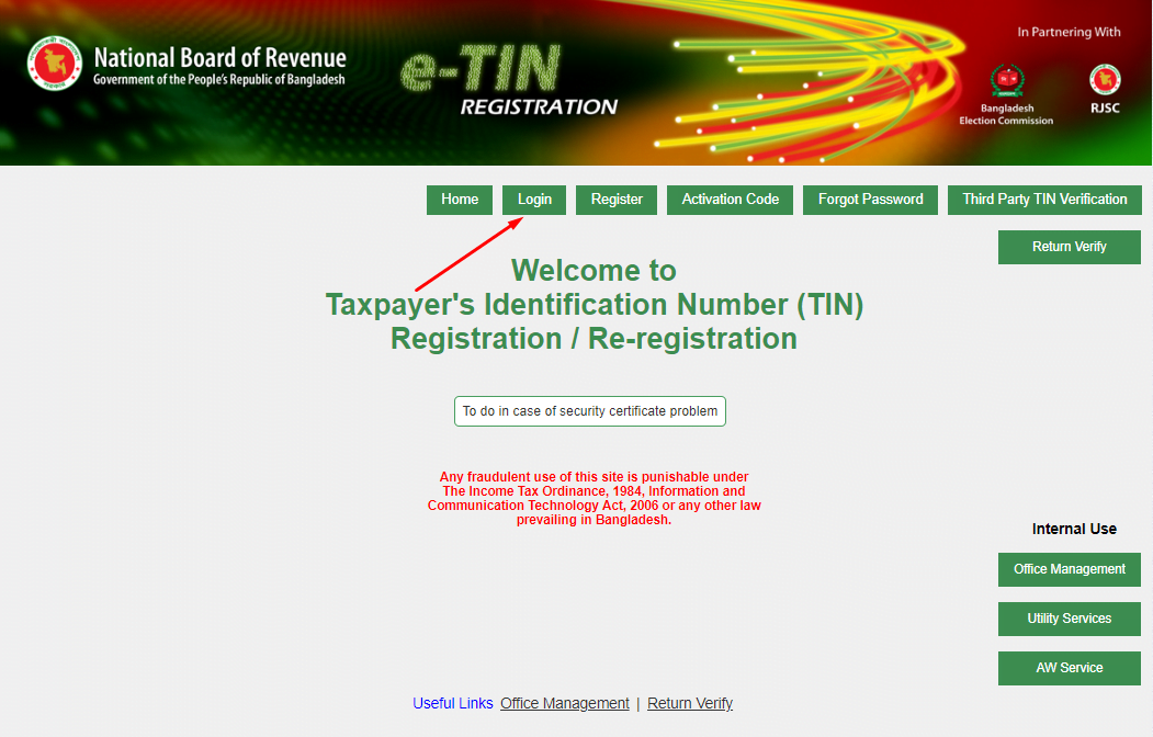 TIN Certificate Re-Registration Online Process