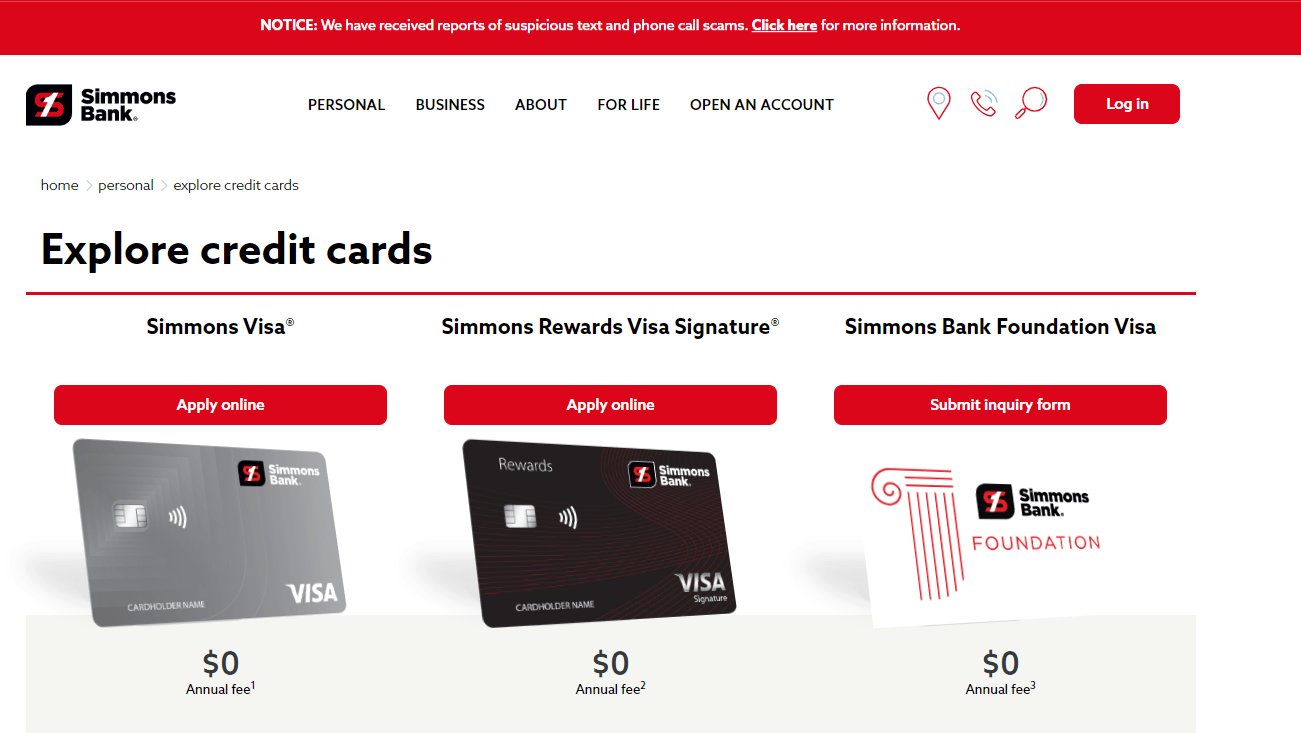 Simmons Credit Card Payment
